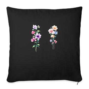 Two Flowers - Sofakissenbezug 45 x 45 cm - Schwarz - Vorne