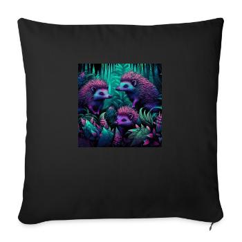 Neon style hedgehogs - Sofa pillowcase 17,3'' x 17,3'' (45 x 45 cm) - black - Front