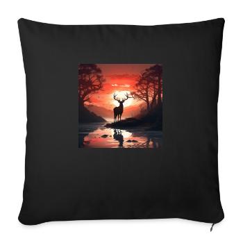 Hirsch im Wald - Sofakissenbezug 45 x 45 cm - Schwarz - Vorne