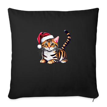 Bengal cat Christmas kitten Bengal kitten - Sofa pillowcase 17,3'' x 17,3'' (45 x 45 cm) - black - Front