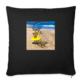 Grim Reaper with his favorite cocktail on the beach - Sofa pillowcase 17,3'' x 17,3'' (45 x 45 cm) - black - Front