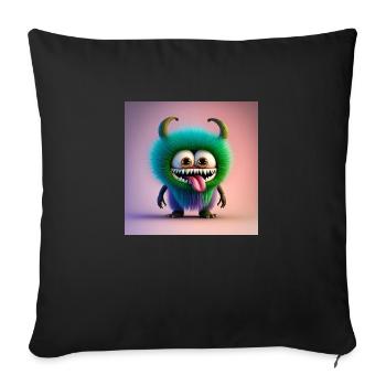 Happy Halloween cute monster tongue out scary funn - Sofa pillowcase 17,3'' x 17,3'' (45 x 45 cm) - black - Front
