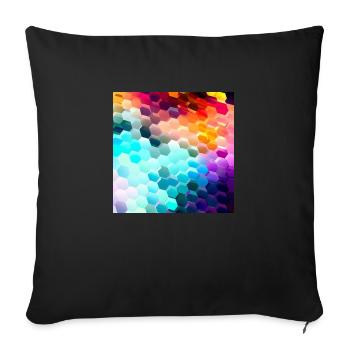 Bunter Hexagon-Rausch - Sofakissenbezug 45 x 45 cm - Schwarz - Vorne