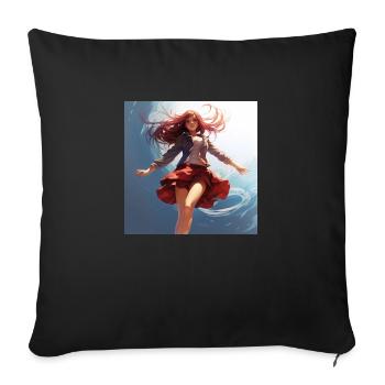 Süßens Anime Girl, floating, short skirt - Sofa pillowcase 17,3'' x 17,3'' (45 x 45 cm) - black - Front