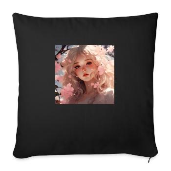 Blonde Anime-Schönheit träumt dich an - Sofakissenbezug 45 x 45 cm - Schwarz - Vorne