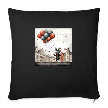 Mouse with balloons - Sofa pillowcase 17,3'' x 17,3'' (45 x 45 cm) - black - Front
