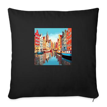 Damrak Canal - Sofa pillowcase 17,3'' x 17,3'' (45 x 45 cm) - black - Front