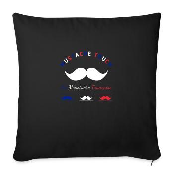 French moustache blue, white, red - Sofa pillowcase 17,3'' x 17,3'' (45 x 45 cm) - black - Front