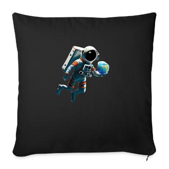 Astronaut with planets - Sofa pillowcase 17,3'' x 17,3'' (45 x 45 cm) - black - Front