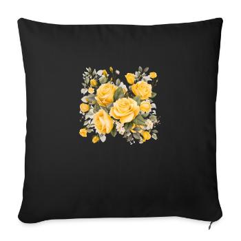 A yellow bouquet of flowers - Sofa pillowcase 17,3'' x 17,3'' (45 x 45 cm) - black - Front