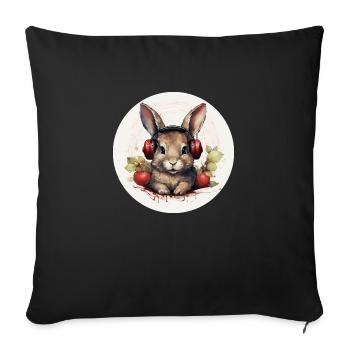 Genieße deine Musik mein Hase 2 - Sofakissenbezug 45 x 45 cm - Schwarz - Vorne