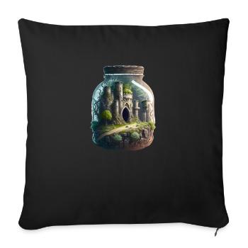 An old castle in a glass - Sofa pillowcase 17,3'' x 17,3'' (45 x 45 cm) - black - Front