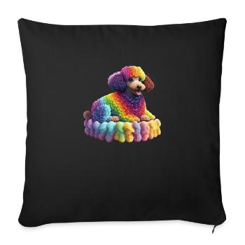 Regenbogen Pudel - Sofakissenbezug 45 x 45 cm - Schwarz - Vorne