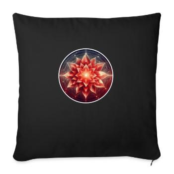 Blume der Kraft - Wurzelchakra - Sofakissenbezug 45 x 45 cm - Schwarz - Vorne