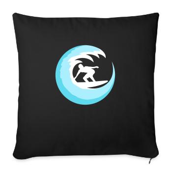 Surfer Surfboard Round Blue Circle Wave Surfing - Sofa pillowcase 17,3'' x 17,3'' (45 x 45 cm) - black - Front