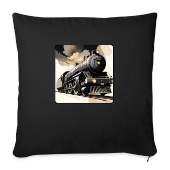 Locomotive à vapeur n° 5 par Cora.Art - Housse de coussin décorative 45 x 45 cm - noir - Devant