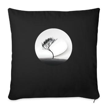 A black and white image of a tree - Sofa pillowcase 17,3'' x 17,3'' (45 x 45 cm) - black - Front