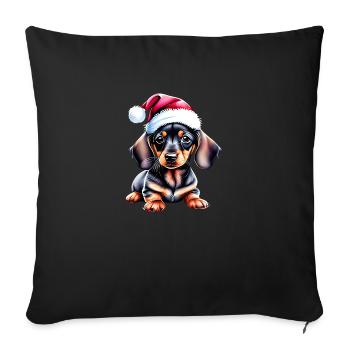 Dachshund X-Mas Dog Christmas Dachshund Puppy - Sofa pillowcase 17,3'' x 17,3'' (45 x 45 cm) - black - Front