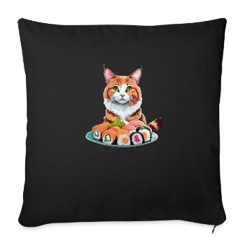 Sushi Cat - Sofa pillowcase 17,3'' x 17,3'' (45 x 45 cm) - black - Front