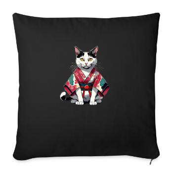 Kimono cat - Sofa pillowcase 17,3'' x 17,3'' (45 x 45 cm) - black - Front