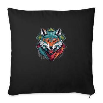 Colourful Wolf - Sofa pillowcase 17,3'' x 17,3'' (45 x 45 cm) - black - Front