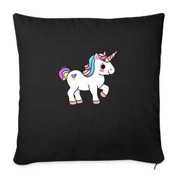 Einhorn Mädchen Unicorn Fabeltier Einhörner - Sofakissenbezug 45 x 45 cm - Schwarz - Vorne