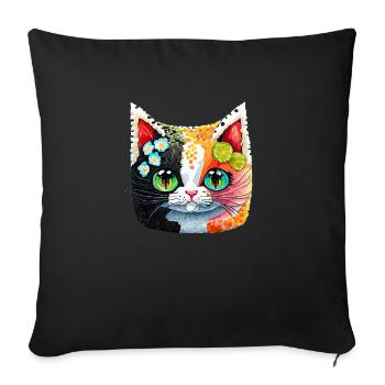 Sushi Cat - Sofa pillowcase 17,3'' x 17,3'' (45 x 45 cm) - black - Front