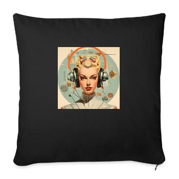 Retro Portrait of Futuristic Woman 50s - Sofa pillowcase 17,3'' x 17,3'' (45 x 45 cm) - black - Front