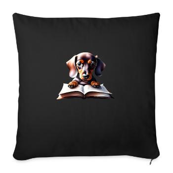 Dachshund Books Dog Dachshund Puppy Book Reading Dogs - Sofa pillowcase 17,3'' x 17,3'' (45 x 45 cm) - black - Front