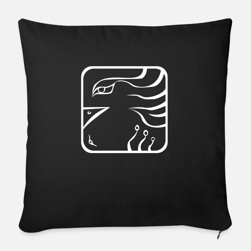 15 Kin Maya Eagle WHT - Sofa pillowcase 17,3'' x 17,3'' (45 x 45 cm) - black