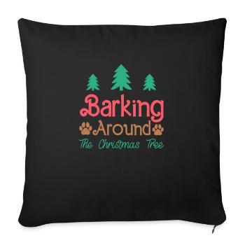 Aboiements autour du sapin de Noël - Housse de coussin décorative 45 x 45 cm - noir - Devant