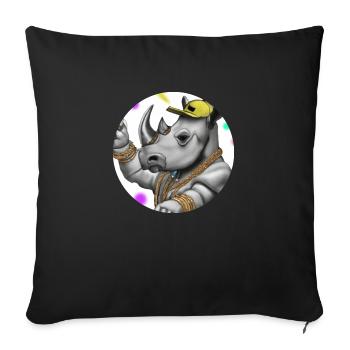 Rhino Rappeur - Housse de coussin décorative 45 x 45 cm - noir - Devant