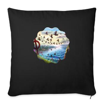 Oiseaux - Housse de coussin décorative 45 x 45 cm - noir - Devant