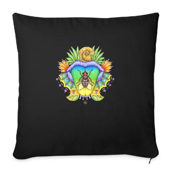 FlyTime, noeud papillon, bouche avec langue - Housse de coussin décorative 45 x 45 cm - noir - Devant