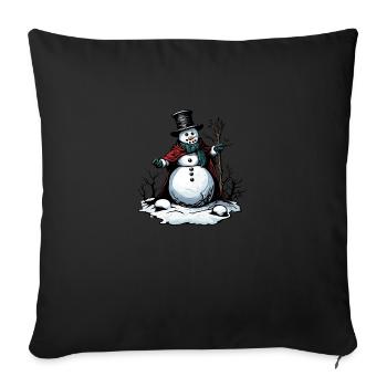 Schneemann / Winter / Schnee / Comic / kalt - Sofakissenbezug 45 x 45 cm - Schwarz - Vorne