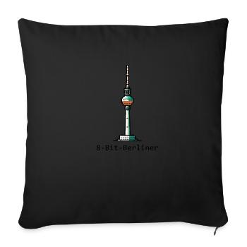 Berlinois 8 bits : tour de télévision Pixel - Housse de coussin décorative 45 x 45 cm - noir - Devant