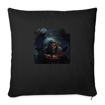 Skeleton Pumpkin Castle Dark Nightmare - Sofa pillowcase 17,3'' x 17,3'' (45 x 45 cm) - black - Front