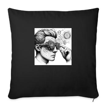 AR Vision: Human & Hologram - Sofa pillowcase 17,3'' x 17,3'' (45 x 45 cm) - black - Front