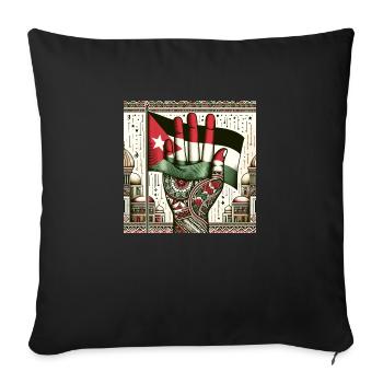 la main agitant le drapeau palestinien - Housse de coussin décorative 45 x 45 cm - noir - Devant