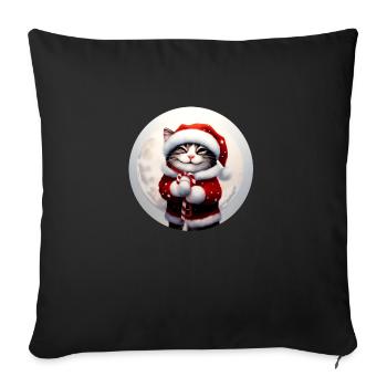 Weihnachtsmann Katze freut sich tierisch - Sofakissenbezug 45 x 45 cm - Schwarz - Vorne