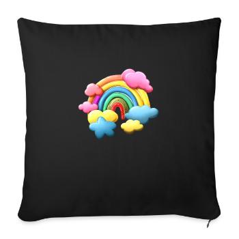 Arc-en-ciel Nuages Colorés Bébé Enfants - Housse de coussin décorative 45 x 45 cm - noir - Devant