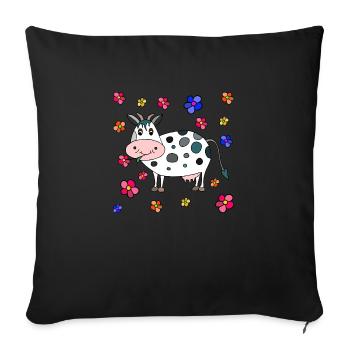 Cow - Sofa pillowcase 17,3'' x 17,3'' (45 x 45 cm) - black - Front