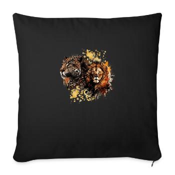 Lion and cheetah painting - Sofa pillowcase 17,3'' x 17,3'' (45 x 45 cm) - black - Front