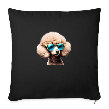 Caniche Chiot Chien Amour Caniche Chien Propriétaire Chien Chiot - Housse de coussin décorative 45 x 45 cm - noir - Devant