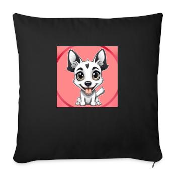 Dessin animé de chien 3 - Housse de coussin décorative 45 x 45 cm - noir - Devant