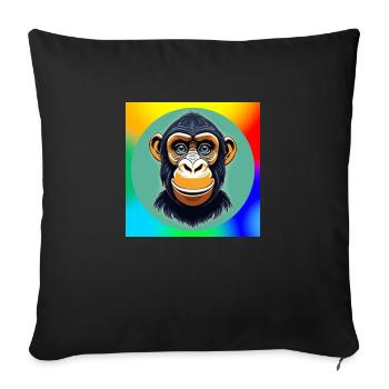 Dessin animé de chimpanzé - Housse de coussin décorative 45 x 45 cm - noir - Devant