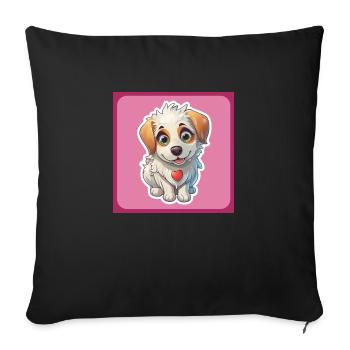 Dessin animé de chien 4 - Housse de coussin décorative 45 x 45 cm - noir - Devant