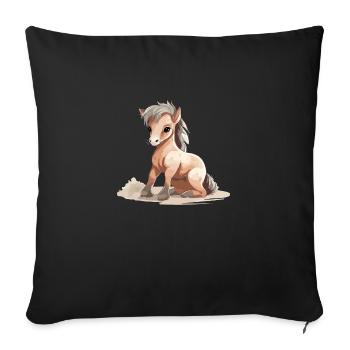 Liko le bébé cheval - Housse de coussin décorative 45 x 45 cm - noir - Devant