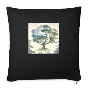 Terre Mère : L’Arbre de l’Éternité - Housse de coussin décorative 45 x 45 cm - noir - Devant