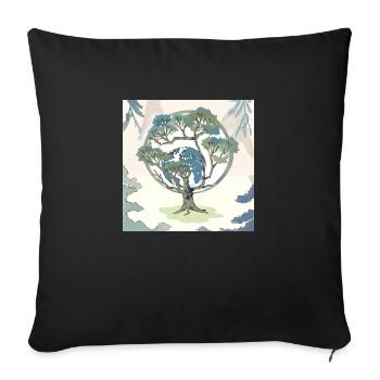 The World Tree - Nature Conservation & Environmental Protection - Sofa pillowcase 17,3'' x 17,3'' (45 x 45 cm) - black - Front